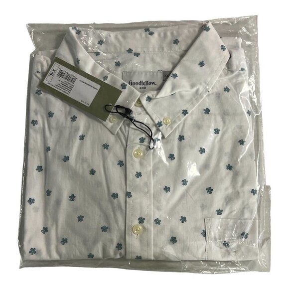 Goodfellow Mens XXL Fit Stretch Poplin Short Sleeve Button-Down Shirt Floral - Picture 1 of 4